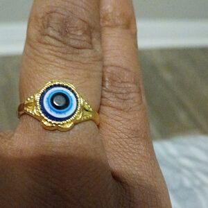 18kgf over brass Blue Evil Eye Ring
